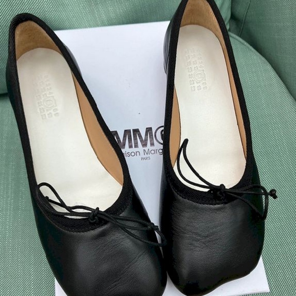 MM6 Maison Margiela black bow detail ballerinas